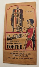 Vtg Uncle Bills Hotel Special Coffee Empty Unused Paper Bag 1 lb Morgan Bros picture