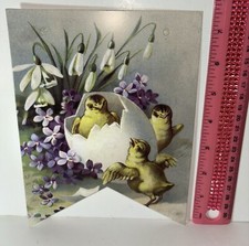 Easter Decor VINTAGE STYLE Die Cut Cardboard 5.5. X 7.5 Flag Style Wall Decor picture