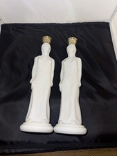 2~Vintage Avon Glass Female Bottle Milk glass Grecian Lady 1~Figurine Full picture