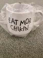 Chick-fil-a EAT MOR CHIKIN Slogan White 17 oz Ceramic Coffee Mug picture