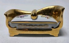 Limoge Divan Trinket Box Porcelain Limoges France Hand Painted Gold Floral picture