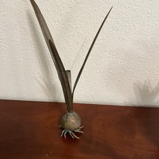 Vintage Carnevale Verdigris Brass Onion Bud Vase-12” picture
