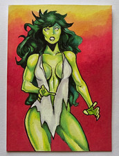 Marvel Savage She-Hulk Original Comic sketch card Signed 2021 Modern Age  picture