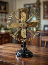 Vintage Brass Desk Fan – Royal Navy Style Decorative Table Fan picture