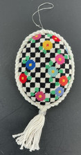 Beautiful Needlepoint Handmade Oval Christmas Ornament Finished Floral picture