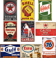 9 PCS Vintage Metal Tin Garage Signs, Retro Oil & Gas Station Wall Decor picture
