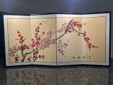 Japanese Byobu Painting Four Panel Foldable Artwork Size 48x24 picture