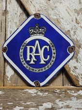 VINTAGE ROYAL AUTOMOBILE CLUB PORCELAIN SIGN OLD BRITISH RAC CAR MEMBERS LONDON picture