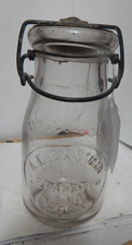 antique 1/2 pt  tin  top milk  bottle A .E. Eastman separator cream Mass Seal picture