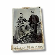 Cabinet Card Antique Couple Hawkins Waynesburg PA Portrait Photograph NBX picture
