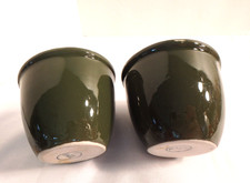 2 HALL Forest Green Custard Pudding Baker Ramekin USA Pottery picture