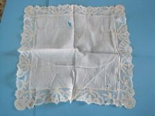 Wedding Handkerchief Handmade Bobbin Lace Antique 9.5