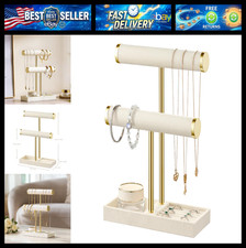 bussdis 2 Tier Bracelet Holder Display - Detachable T Bar Beige Velvet Bracelet picture