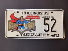1999 Superman Celebration Illinois Single License Plate 52 Special Event Plate picture