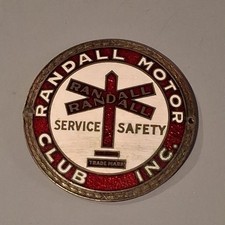 Authentic 1930's-1940's Vintage American RANDALL Motor Club Enamel Badge/Emblem picture