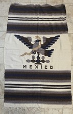 Vintage Mexican Serape Shawl Woven Wool Blanket Rug Saltillo Serape MCM Tapestry picture