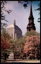 Vintage Boston John Hancock Building & Arlington Street Church Postcard picture