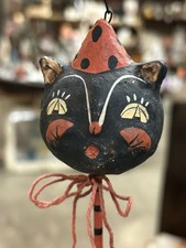 Rare Johanna Parker Primitives By Kathy Hanging Black Cat Party Hat Ornament  picture