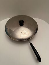 Vintage Revere Ware 1801 USA Copper Clad Bottom 12 Inch Skillet With Lid Fry Pan picture