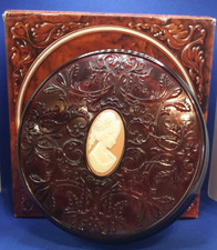 Avon Vintage Collectable Cameo Beauty Dust Container & Puffs, Original Box picture