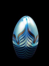 Robert Eickholt Paperweight Pulled Feather Rare Studio Art Glass VTG 1989 Signed picture