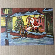 Vintage Mid-Century Hap Fraser Christmas Card “Anxious Onlookers” Santa  picture