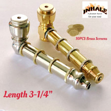 Inhale 2 PCS nickel+brass plated tobacco smoking metal pipe w 10 brass screen picture
