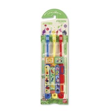 BANDAI Pikmin Toothbrush 3-Pack Red Blue Yellow with Stickers picture