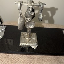TW Pewter Co Vineyard Measuring Spoon Set Pewter With Stand BeautifulVINTAGE picture