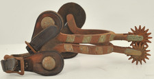 Antique Marked Pair of McChesney Spurs - 16 Point, 60mm x 110mm picture