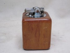 vintage Ronson wood block table top lighter MCM mid century modern wooden deco picture
