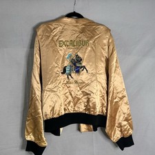 VTG Excalibur Hotel Casino Las Vegas Copper Gold  Bomber Jacket Vintage Size XL picture