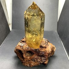 2.91LB Natural Citrine Quartz Obelisk Energy Crystal Tower Point Reiki +Stand picture