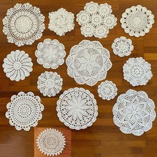 15Pcs/Lot 4.7-12in Vintage Lace Flower Hand Crochet Placemats Coasters Doilies picture