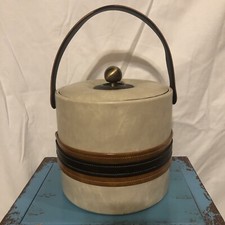 Elmar MFG MCM Vintage Ice Bucket Supple Leatherette And Metal Barware picture