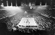 Championship banners hang rafter Boston Garden at a playoff g- Boston Old Photo picture