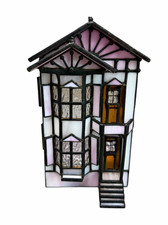 Vitreville Vintage Stained Glass Village Victorian House Signed Bill Goff 1993 picture