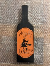 Halloween Decoration Wooden Wine Bottle Witch Way To The Wine picture