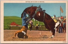 c1940s Cowboy / RODEO Linen Postcard 