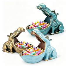 Whimsical Hippo Resin Storage Bowl Decorative Hippo Candy Dish Figurine Key Tray picture