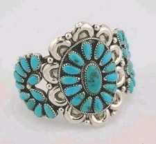 Vintage Wilson Native American Navajo Petit Point Turquoise Bracelet picture