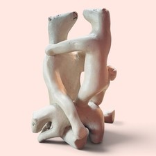 Wonderful Folk Art Wood Carving Of Polar Bear Family By David DeCamp Designs picture