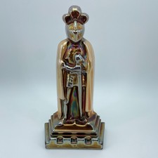 Vintage Cast Iron Knight Fireside Companion Statue Lustre Glaze Door Stop 11in picture