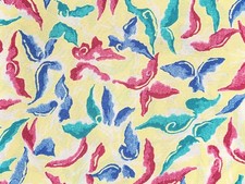 Vintage 1940s Butterfly Yellow Cold Rayon Fabric 38