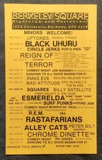 1982 Flyer Berkeley Square Schedule Circle Jerks REM Surf Punks Black Uhuru picture