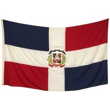 XL Vintage Dominican Republic Flag Nautical Wool Sewn Cloth Textile Art picture