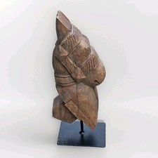 Antique Indian Wooden Horse Head Sculpture – Carved Architectural Bracket Bust picture
