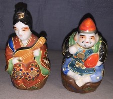 Nice Vintage Marked KUTANI Porcelain Couple Figurines picture