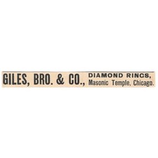 Giles, Bro & Co Diamond Rings Masonic Temple Chicago 1892 Magazine Ad AK6-H1 picture