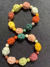 2Pcs Chinese Natural Alashan Colorful Jade Carved *Wealth Frog* Beads Bracelets picture